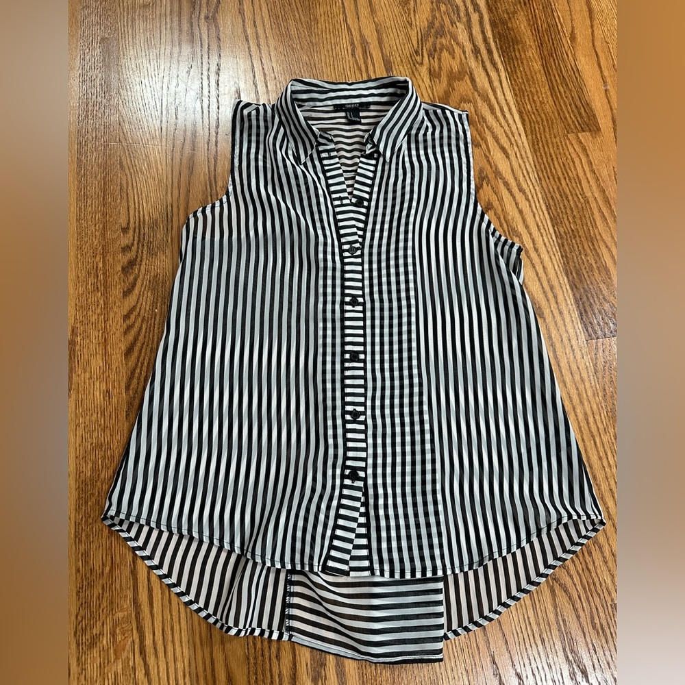 Forever 21 Black and White Striped Button-Down Shirt
